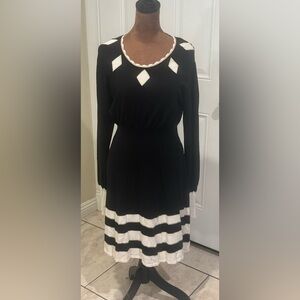 ALICE by Temperley Black and White Long Sleeve Dress
